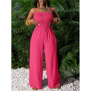 Women's Holiday Casual Elastic Waist Wide Leg Jumpsuit